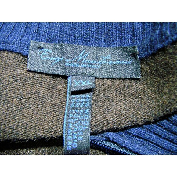 Mens Enzo Mantovani Quarter Zip Wool Cashmere Blend Sweater Blue Brown Gray XXL - Picture 5 of 10